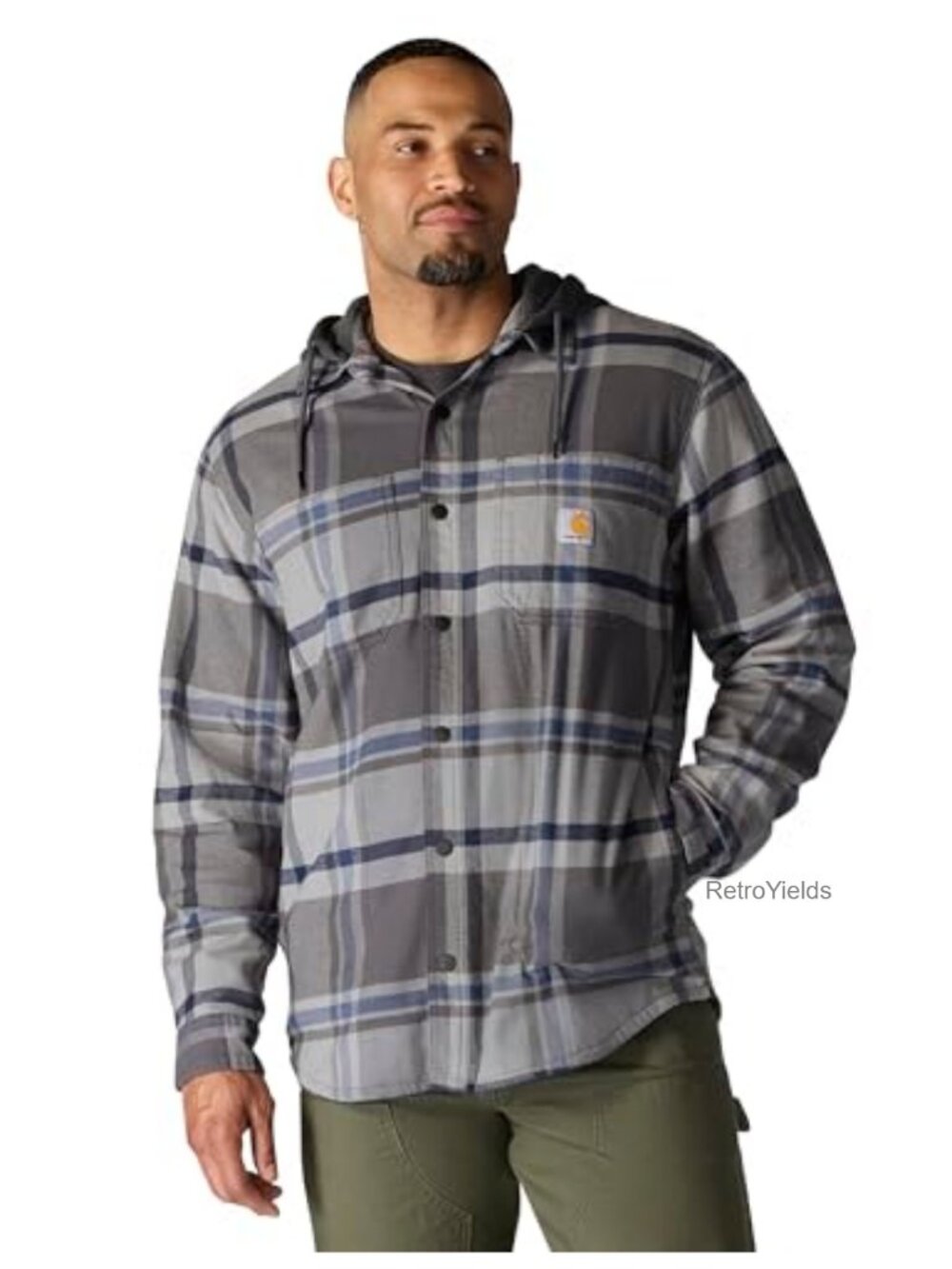 Carhartt Relaxed Fit Men's Flannel Fleece Lined Hooded Shirt Jacket